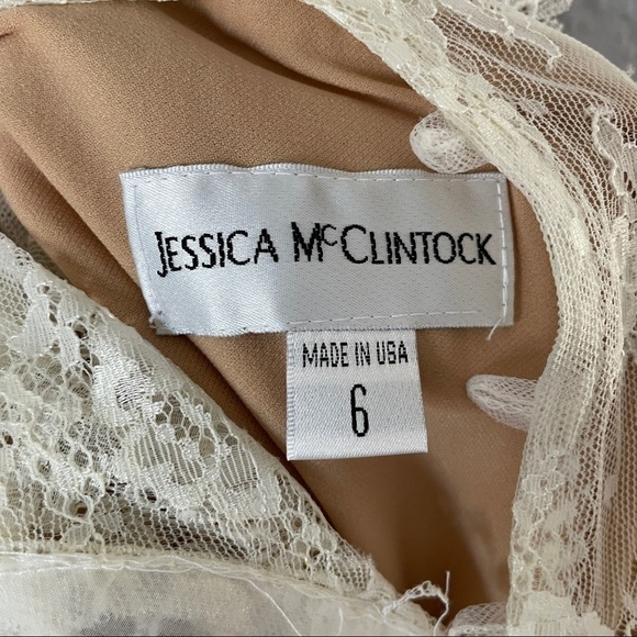 JESSICA MCCLINTOCK Vintage Lined Lace Overlay Dress SZ 6 - Picture 3 of 3